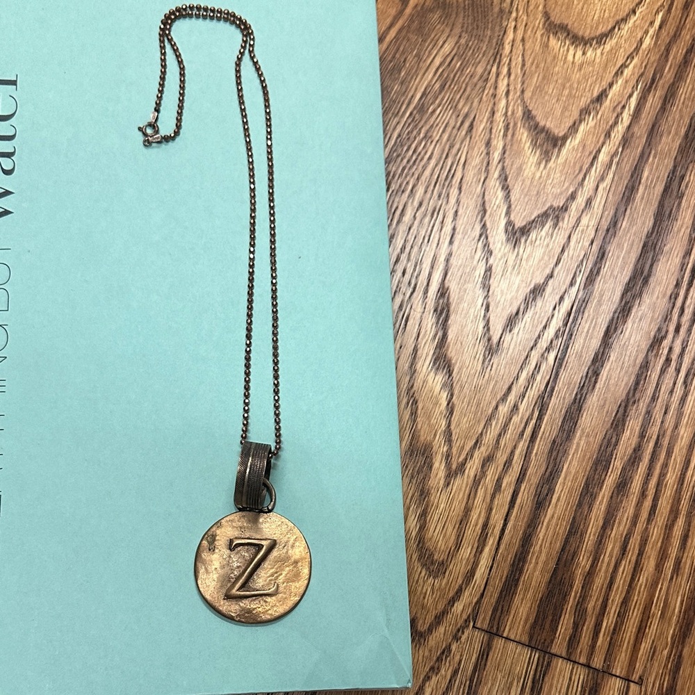 Bronze “Z” Pendant Necklace with Chain